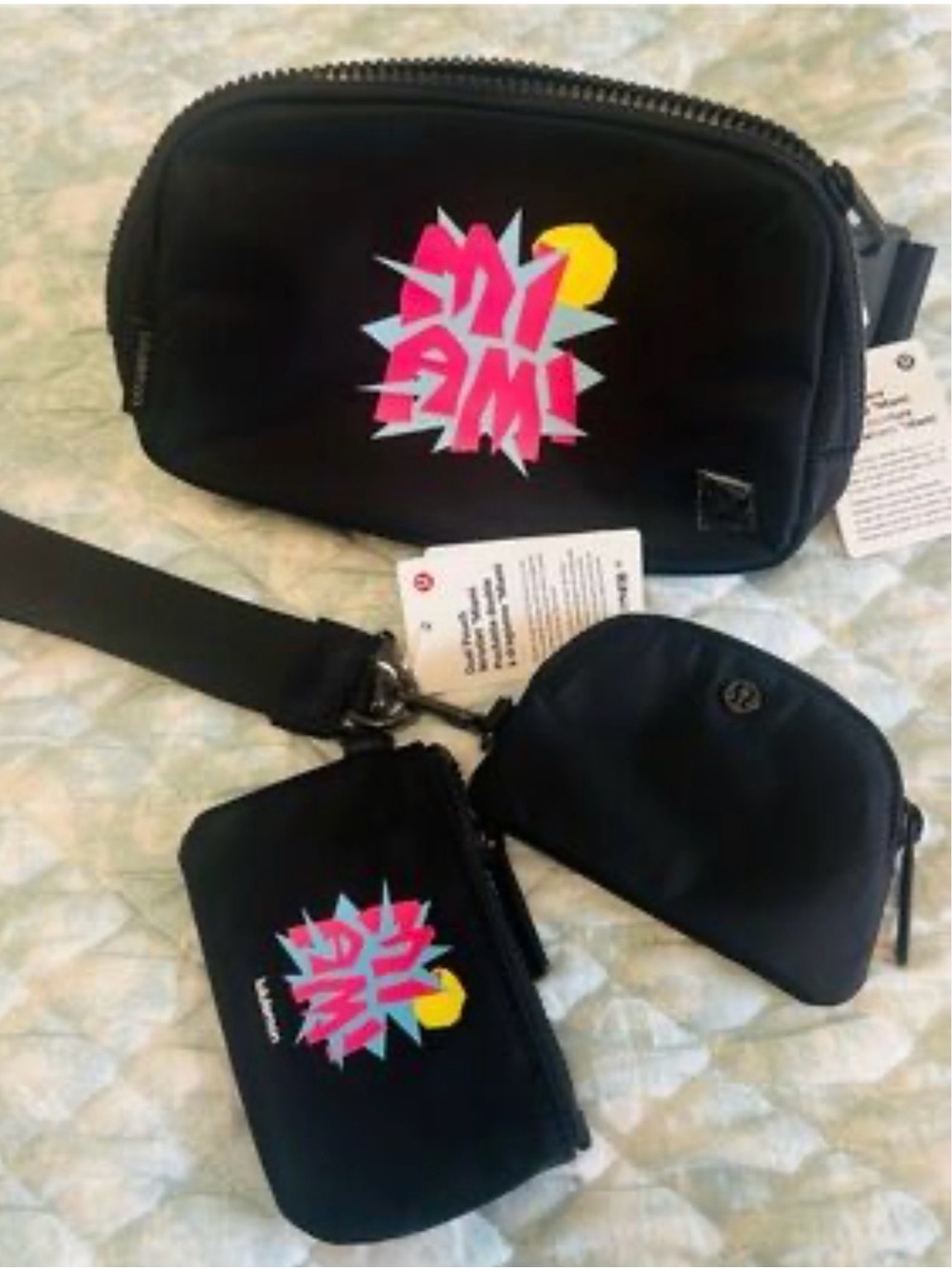 lululemon Miami Limited Edition Belt Bag & Dual Pouch Wristlet Set Black NWT!!